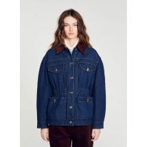 Sandro - Veste en jean col classique en coton - Taille 40 - Bleu