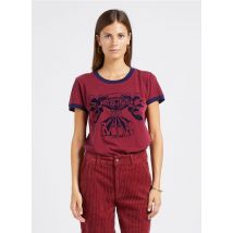 Leon & Harper - Tee-shirt col rond sérigraphie velours en coton bio - Taille L - Rouge