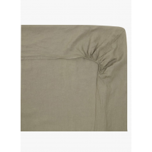 Place des Tendances Maison - Drap-housse en lin lavé - Taille 140x200 cm - Kaki