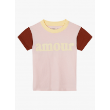 Maison Labiche - Camiseta de algodón orgánico bordada con cuello redondo - Talla 8A - Rosa