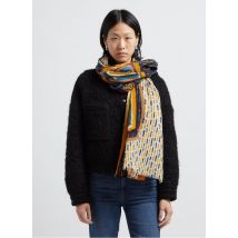 Storiatipic - Wollen sjaal met print - Een Maat - Blauw