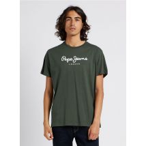 Pepe Jeans - Tee-shirt col rond sérigraphié en coton - Taille L - Vert