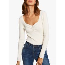 Morgan - Tee-shirt Col V - Taille XS - Beige