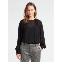 Twinset - Ruimvallende top van plisséstof met ronde hals - S Maat - Zwart