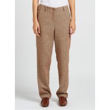 Bella Jones - Rechte broek met hoge taille en visgraatmotief - 2 Maat - Bruin