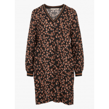 La Fee Maraboutee - Robe courte droite encolure v imprimé léopard - Taille 38 - Noir