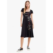 Desigual - Robe midi col carré imprimée en coton - Taille 2XL - Noir
