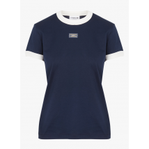 Lacoste - Camiseta de algodón entallada con cuello redondo - Talla 38 - Azul