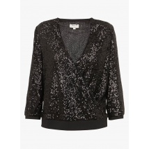 Maison 123 - Top cache coeur à sequins - Taille S - Noir