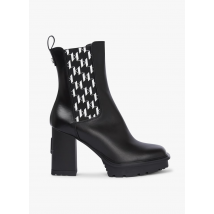 Karl Lagerfeld - Leren enkellaarzen met hak - 41 Maat - Zwart