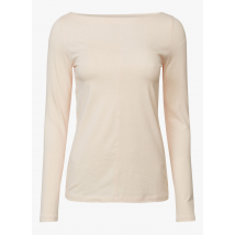 Esprit - Slim-fit t-shirt met boothals katoenblend - L Maat - Roze