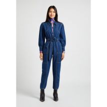 Suncoo - Jumpsuit van spijkerstof met klassieke kraag - 2 Maat - Jeans verschoten