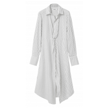 Desigual - Robe midi col classique à rayures en coton mélangé - Taille XL - Blanc
