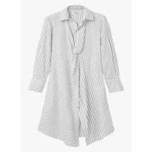 Desigual - Robe midi col classique à rayures en coton mélangé - Taille S - Blanc