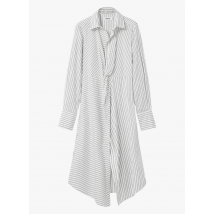 Desigual - Robe midi col classique à rayures en coton mélangé - Taille XL - Blanc