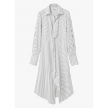 Desigual - Halflange - gestreepte jurk van katoenmix met klassieke kraag - S Maat - Wit