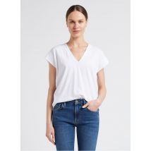 Frame - Baumwoll-t-shirt mit v-ausschnitt - Größe M - Weiß