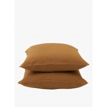 Most - Taies d'oreiller en lin - 65x65 cm Maat - Bruin