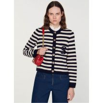 Sandro - Gilet Col Victorien droit en maille mélangée - Taille 0 - Blanc