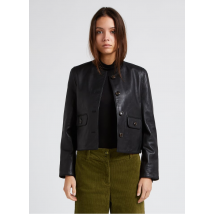 Pablo - Veste col rond droite en cuir - Taille 42 - Noir