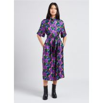 Soeur - Vestido largo de seda con cuello alto y estampado floral - Talla 36 - Multicolor