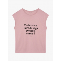 Yuj Yoga Paris - Tee-shirt col rond droit en coton mélangé - Taille S - Rose