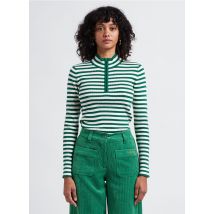 Indee - Pull col montant à rayures - Taille XS - Vert