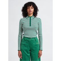 Indee - Gestreepte trui met opstaande kraag - S Maat - Groen