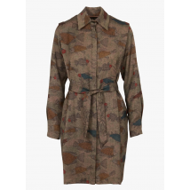 Cotelac - Oversized overhemdjurk met klassieke kraag en print - 2 Maat - Bruin