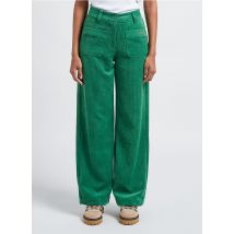 Indee - Wijde broek met hoge taille en ribtextuur - S Maat - Groen