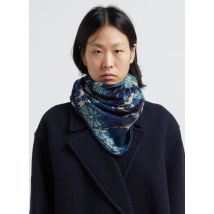 Inoui Editions - Wollen foulard met print - Een Maat - Blauw