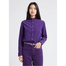 Acquaverde - Blouse van katoenen corduroy met victoriaanse kraag - S Maat - Paars