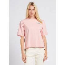 Indee - Katoenen t-shirt met ronde hals en borduursel - XS Maat - Roze