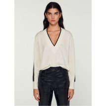 Sandro - Rechte trui met v-hals wolblend - 1 Maat - Wit