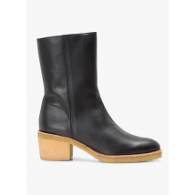 Sessun - Leren enkellaarzen met hak - 38 Maat - Zwart