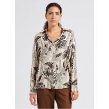 Diega - Blouse met klassieke kraag en print - L Maat - Beige