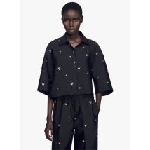 Sandro - Korte - satijnachtige blouse met sieraaddetail - 3 Maat - Zwart