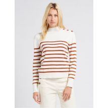 La Petite Etoile - Pull marinière col montant rayé en coton mélangé - Taille 3 - Beige