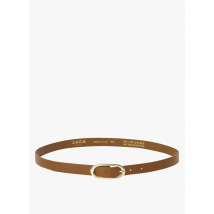 Zapa - Cinturón fino de piel liso - Talla 90 - Marrón
