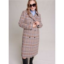 Maje - Manteau col tailleur à carreaux - Taille 36 - Beige