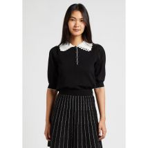 Suncoo - Gerade geschnittener kurzpullover mit bubikragen aus spitze - Größe 0 - Schwarz