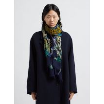 Inoui Editions - Wollen foulard met print - Een Maat - Kakigroen