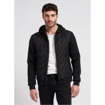 Ikks - Gewatteerd jasje van twee materialen met capuchon - S Maat - Zwart