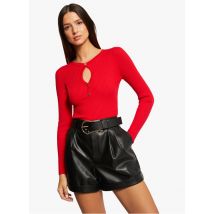 Morgan - Nauwsluitende trui met ronde hals en ribbelpatroon - S Maat - Rood