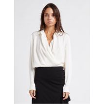 Theory - Zijden blouse met klassieke kraag - L Maat - Wit