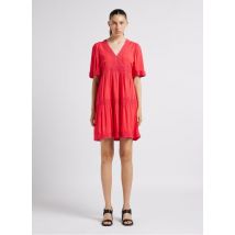 Maison 123 - Robe courte Col V brodée - Taille 46 - Rouge
