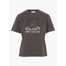 Kookai - Katoenen t-shirt met ronde hals en zeefdruk - 1 Maat - Grijs