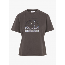 Kookai - Katoenen t-shirt met ronde hals en zeefdruk - 1 Maat - Grijs