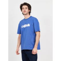 Edwin - Katoenen t-shirt met zeefdruk - S Maat - Blauw