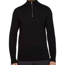 Calvin Klein - Regular-fit - wollen trui met opstaande kraag en borduursel - M Maat - Zwart